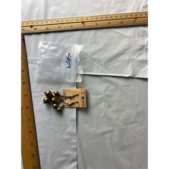 Gold Tone Beaded Dangly Earrings Fashion Jewelry - Picture 2 of 3